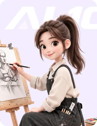 艺术类：画架前绘画的学生